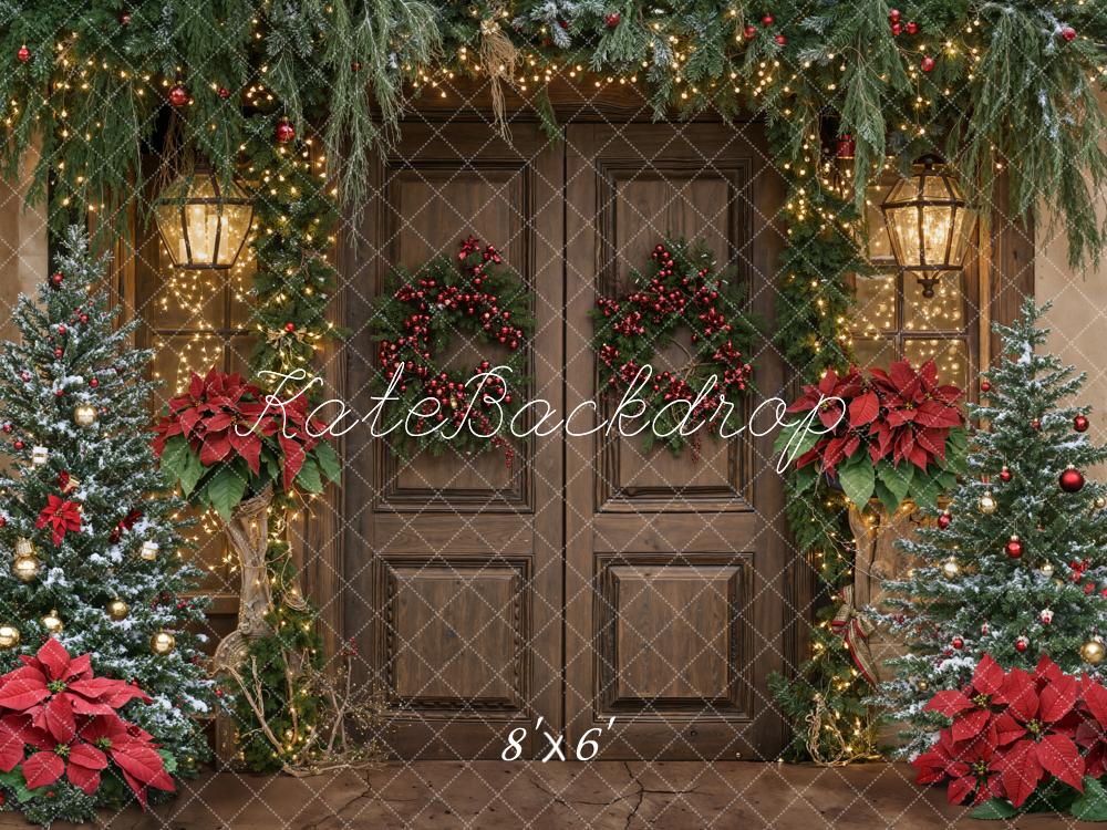 Kate Weihnachten Tannen Tür Kranz Fleece Hintergrund Entworfen von Emetselch - Kate Backdrop.de