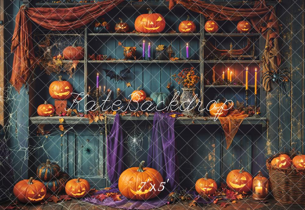 Kate Halloween Kürbisse Regal Vintage Hintergrund Entworfen von Emetselch - Kate Backdrop.de