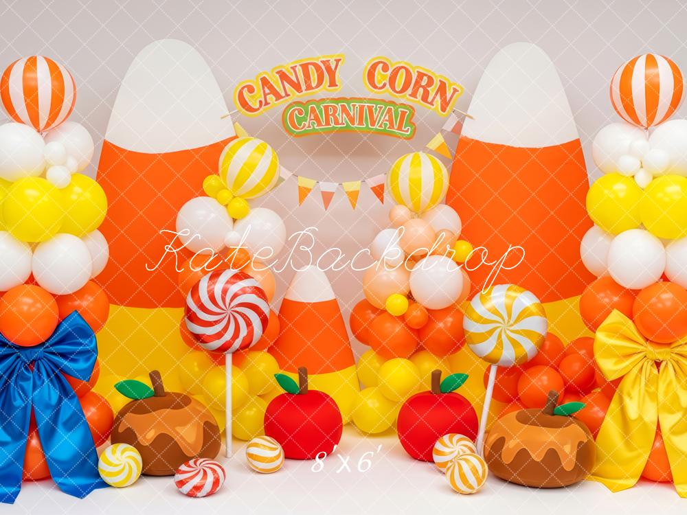 Kate Halloween Candy Corn Ballons Süßigkeiten Hintergrund Entworfen von Patty Roberts - Kate Backdrop.de