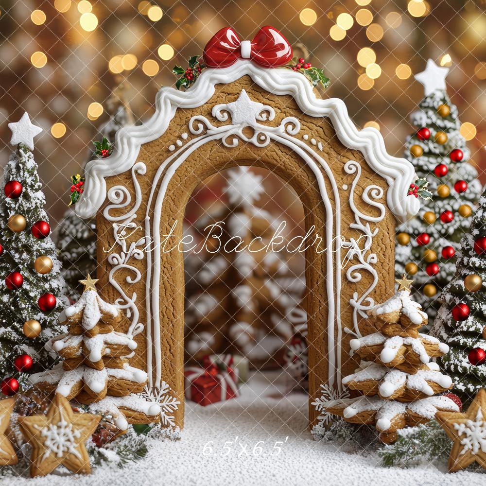 Kate Weihnachten Lebkuchenbogen Tannenbäume Bokeh Hintergrund Entworfen von Mini MakeBelieve - Kate Backdrop.de