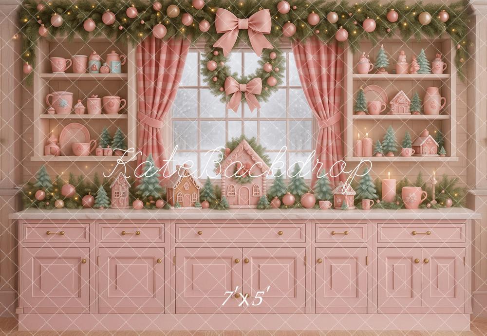 Kate Weihnachten Rosa Küche Girlanden Hintergrund Entworfen von Ashley Paul