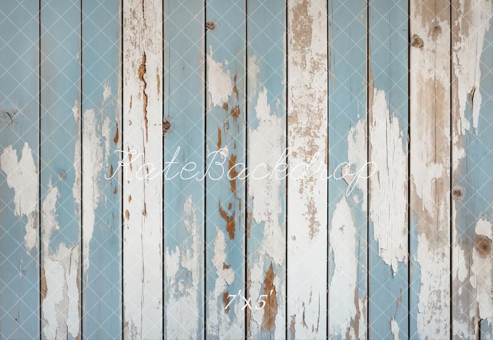 Kate Holz Bretter Abgeblättert Blau Hintergrund Entworfen von Kate Image