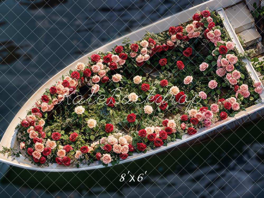 Kate Valentinstag Boot Blumen Romantisch Fleece Hintergrund Entworfen von Emetselch