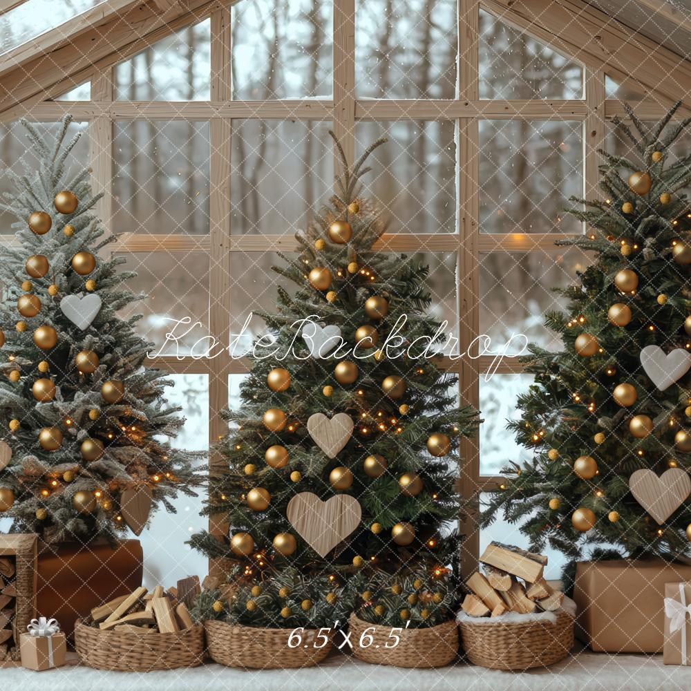 Kate Weihnachten Tannenbäume Geschenke Rustikal Hintergrund Entworfen von Mini MakeBelieve - Kate Backdrop.de