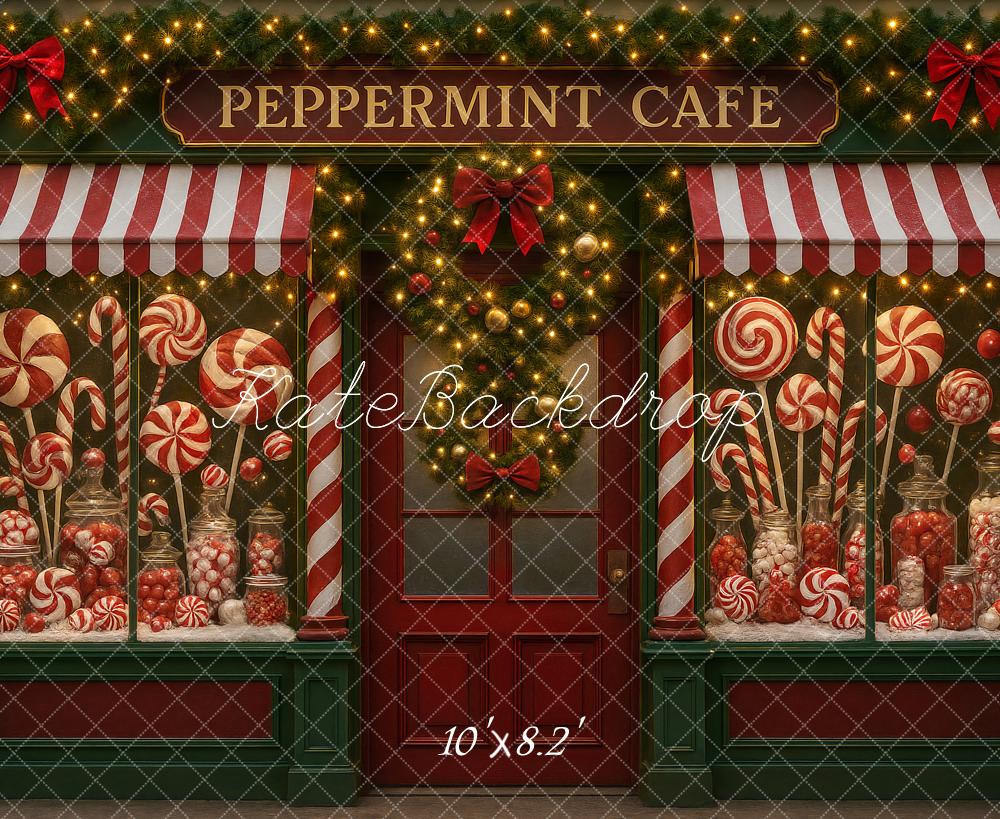Kate Weihnachten Zuckerstangen Café Rot Weiß Hintergrund Entworfen von Ashley Paul