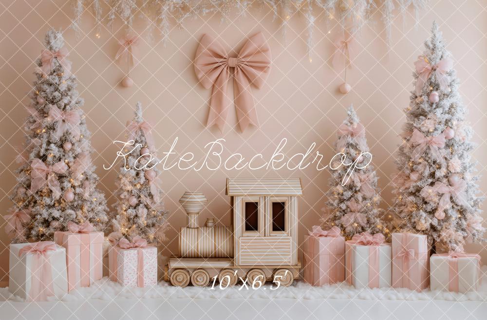 Kate Weihnachten Rosa Tannenbaum Geschenke Hintergrund Entworfen von Patty Roberts