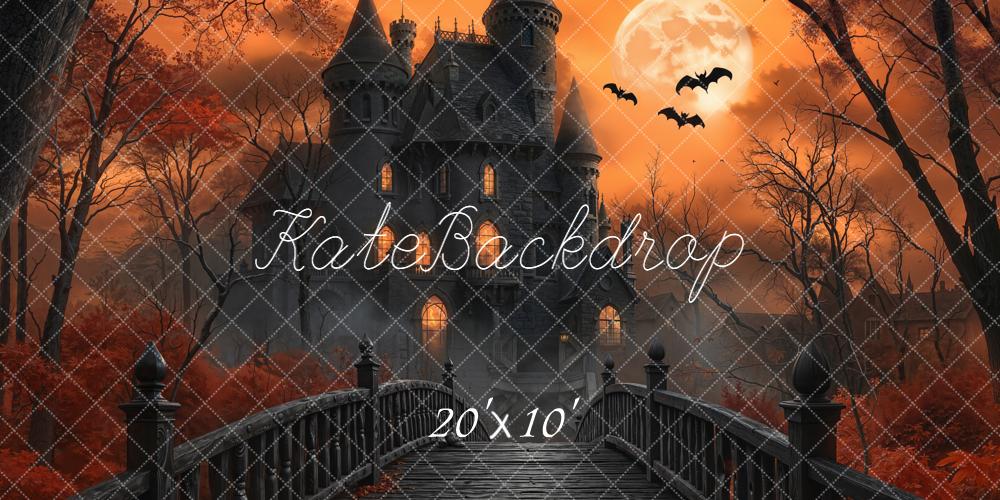 Kate Halloween Schloss Brücke Orange Hintergrund Entworfen von Emetselch