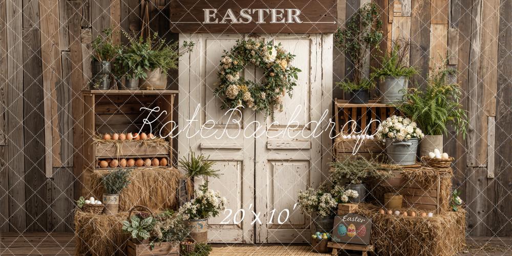 Kate Ostern Tür Kranz Rustikal Hintergrund Entworfen von Emetselch - Kate Backdrop.de