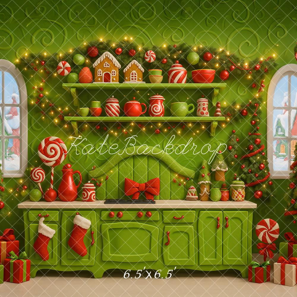 Kate Weihnachten Küche Weihnachtsbäume Grün Hintergrund Entworfen von Ashley Paul