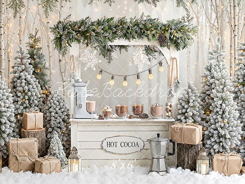 Kate Weihnachten Winterwald Geschenke Weiß Fleece Hintergrund Entworfen von Emetselch - Kate Backdrop.de