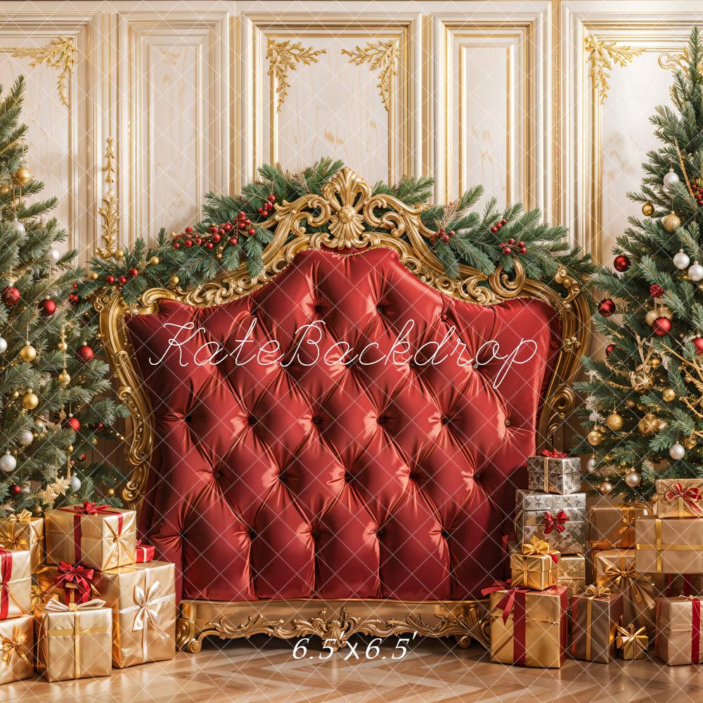 Kate Weihnachten Geschenke Tannenbaum Golden Rot Hintergrund Entworfen von Emetselch - Kate Backdrop.de
