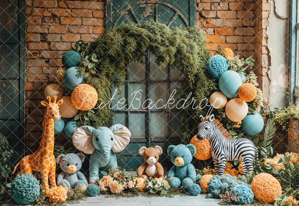 Kate Jungle Tiere Ballonbogen Vintage Fleece Hintergrund Entworfen von Emetselch - Kate Backdrop.de