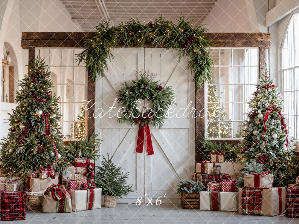 Kate Weihnachten Baum Geschenke Rustikal Fleece Hintergrund Entworfen von Emetselch