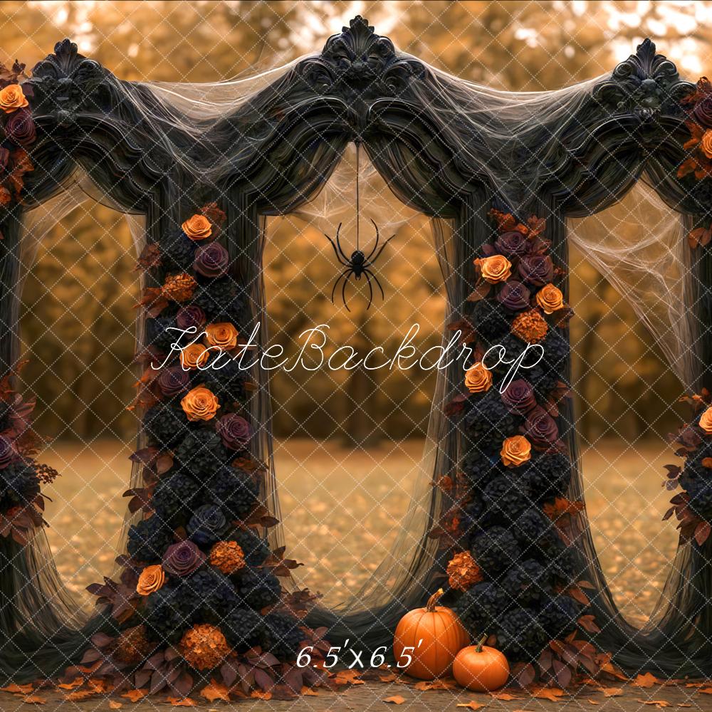 Kate Halloween Blumen Bogen Orange Hintergrund Entworfen von Mini MakeBelieve