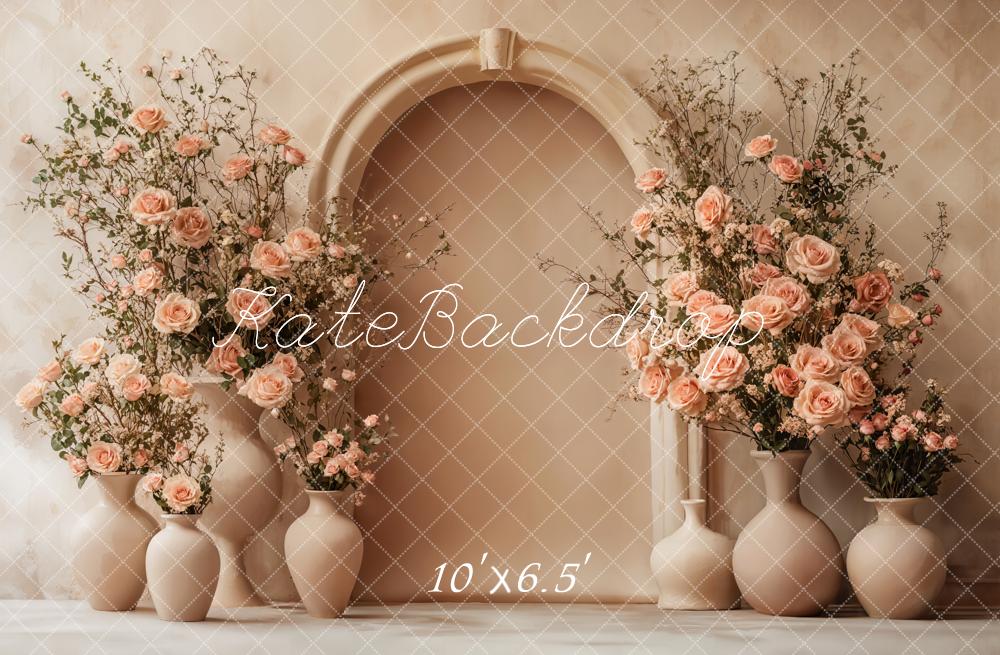 Kate Blumenbogen Rosen Vasen Pastell Fleece Hintergrund Entworfen von Emetselch