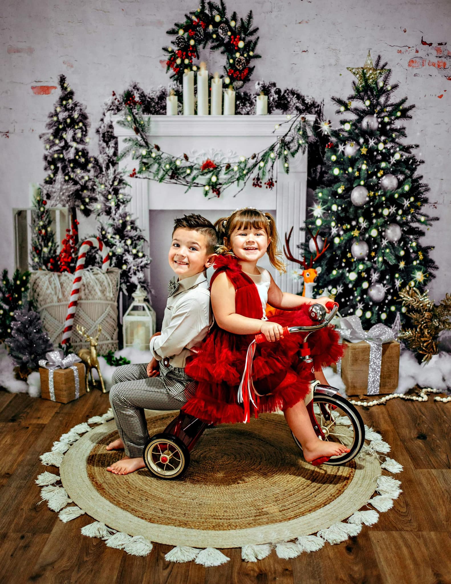 Kate Weihnachten Baum Elch Ziegel Kamin Hintergrund von Emetselch - Kate Backdrop.de