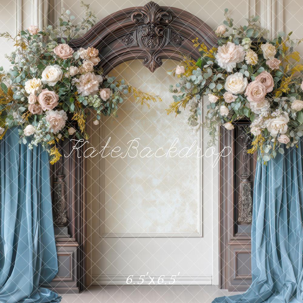 Kate Hochzeit Blumenbogen Blau Vintage Hintergrund Entworfen von Mini MakeBelieve - Kate Backdrop.de