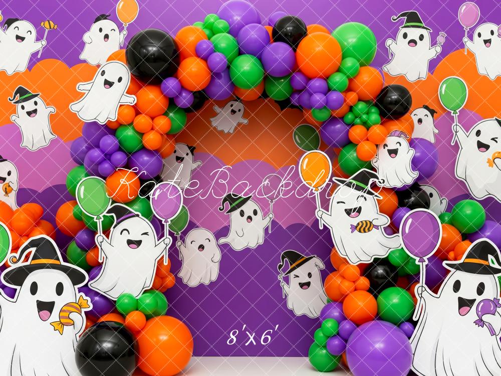 Kate Halloween Geister Ballonbogen Bunt Hintergrund Entworfen von Patty Roberts