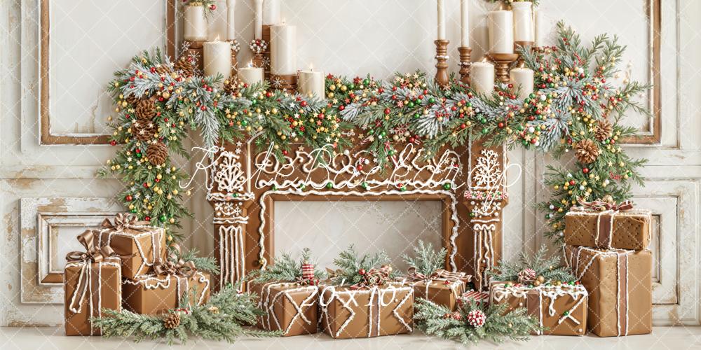 Kate Weihnachten Lebkuchen Kamin Vintage Hintergrund Entworfen von Emetselch - Kate Backdrop.de