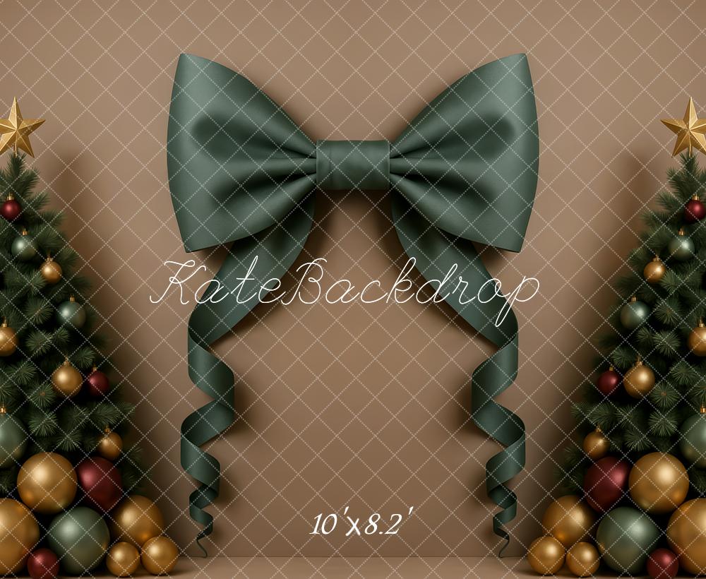Kate Weihnachten Tannenbäume Schleife Braun Hintergrund Entworfen von Patty Roberts