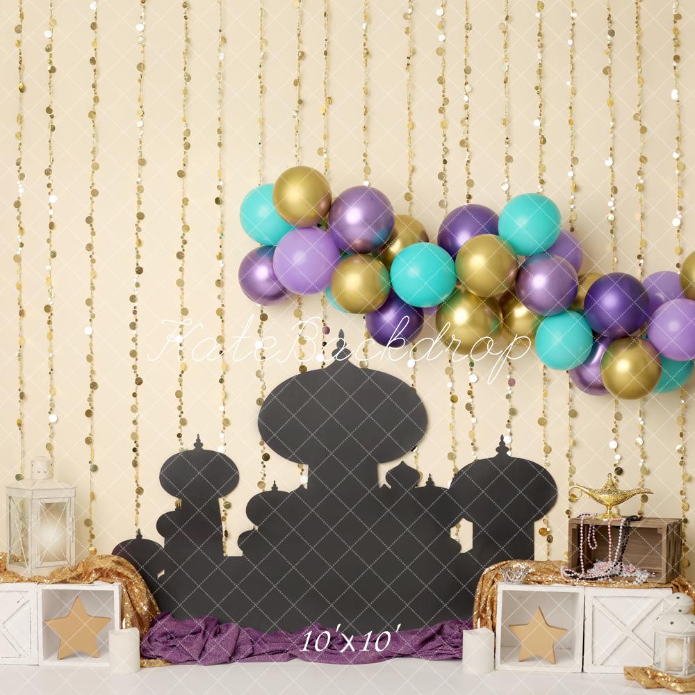 Kate Orientalisch Palast Ballons Gold Hintergrund Entworfen von Mini MakeBelieve - Kate Backdrop.de