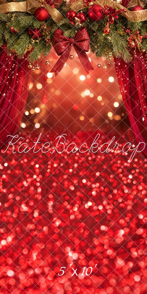 Kate Weihnachten Tannenzweige Kugeln Rot Hintergrund Entworfen von Emetselch - Kate Backdrop.de