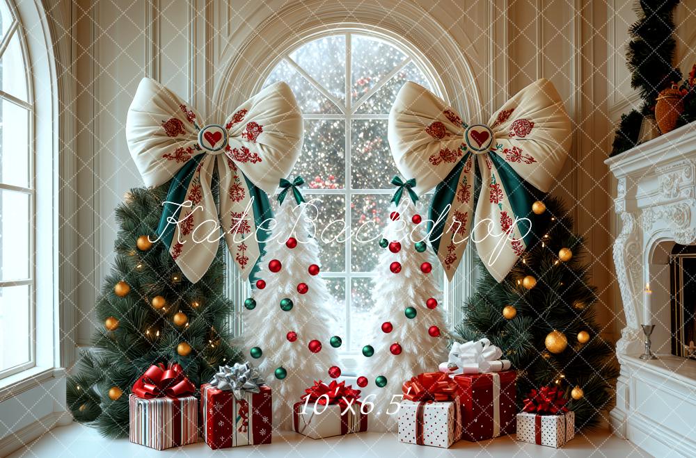 Kate Weihnachten Geschenke Tannenbäume Schleifen Hintergrund Entworfen von Mini MakeBelieve - Kate Backdrop.de