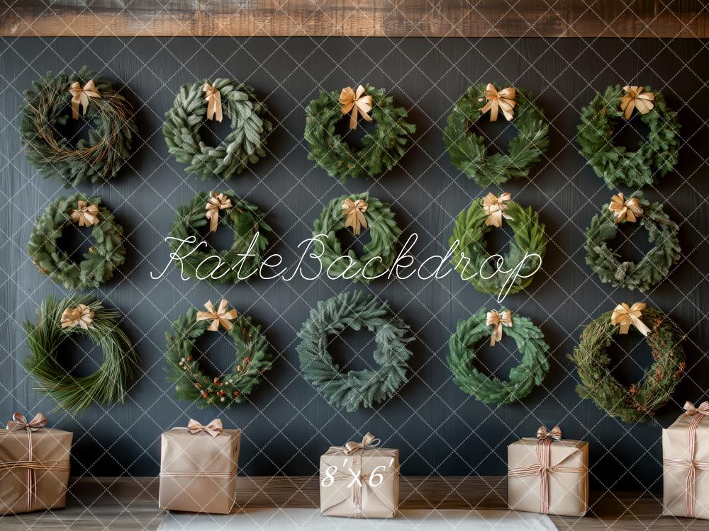 Kate Weihnachten Kränze Geschenke Rustikal Hintergrund Entworfen von Patty Roberts - Kate Backdrop.de
