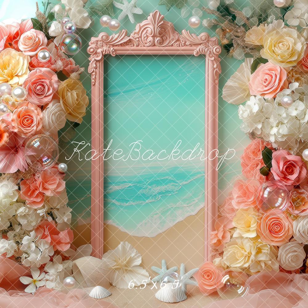 Kate Meerjungfrau Blumen Rahmen Pastell Hintergrund Entworfen von Mini MakeBelieve - Kate Backdrop.de