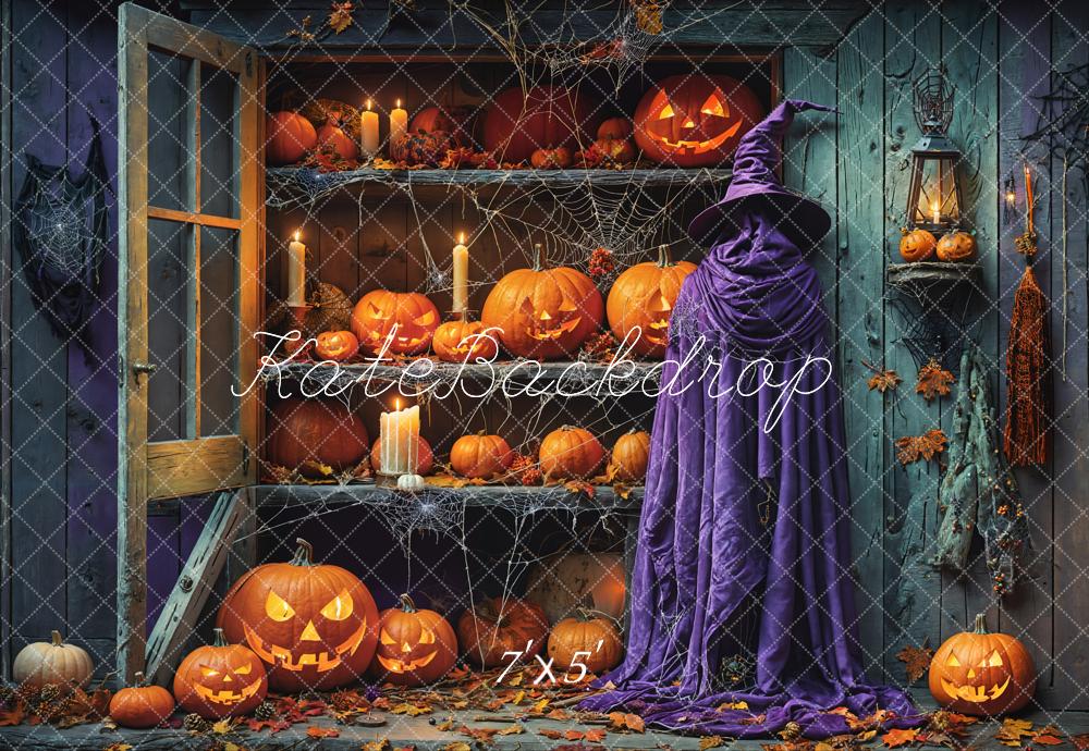 Kate Halloween Kürbisse Hexe Vintage Hintergrund Entworfen von Emetselch - Kate Backdrop.de