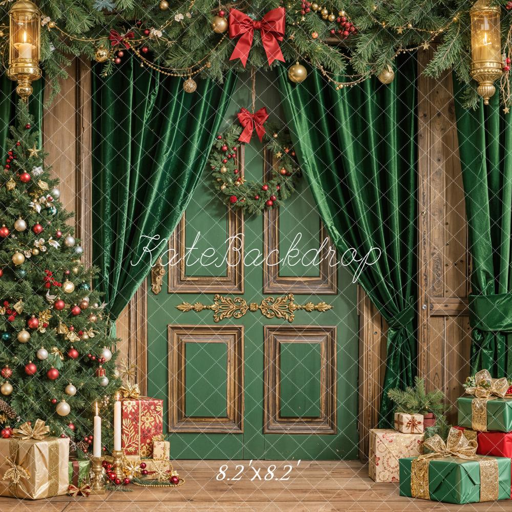 Kate Weihnachten Geschenke Weihnachtsbaum Grün Hintergrund Entworfen von Emetselch - Kate Backdrop.de