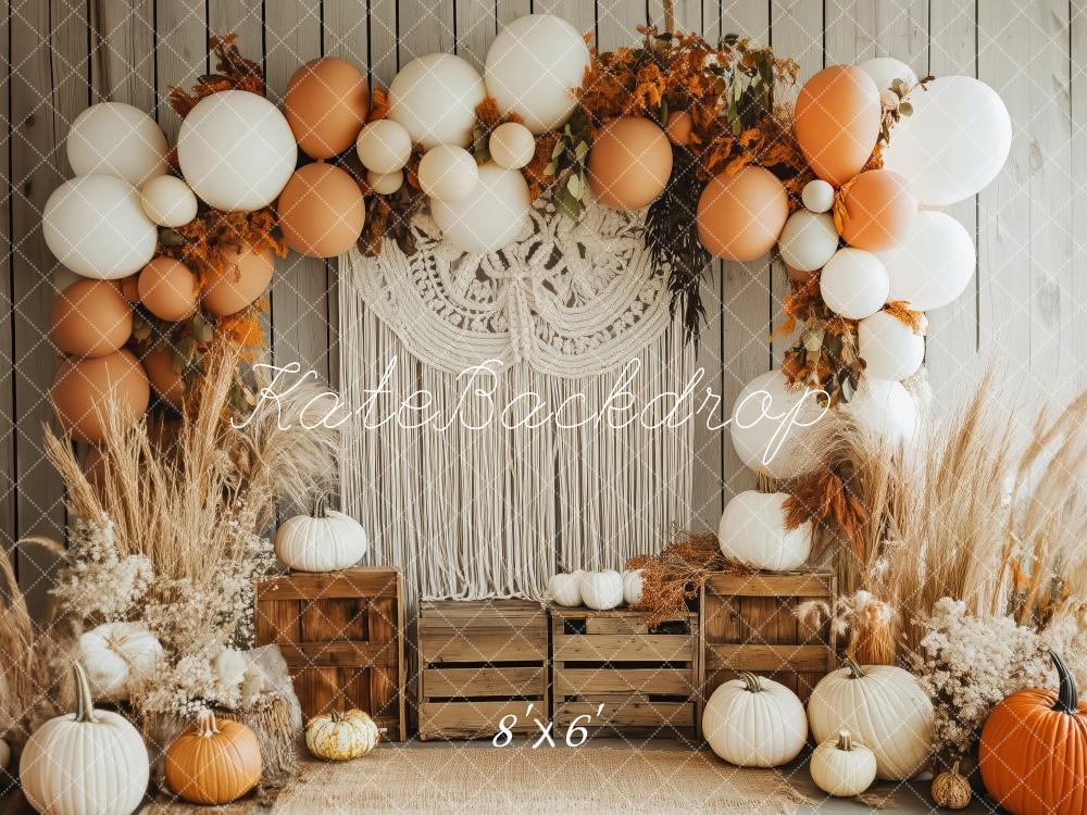 Kate Herbst Kürbis Ballons Boho Hintergrund Entworfen von Patty Roberts - Kate Backdrop.de