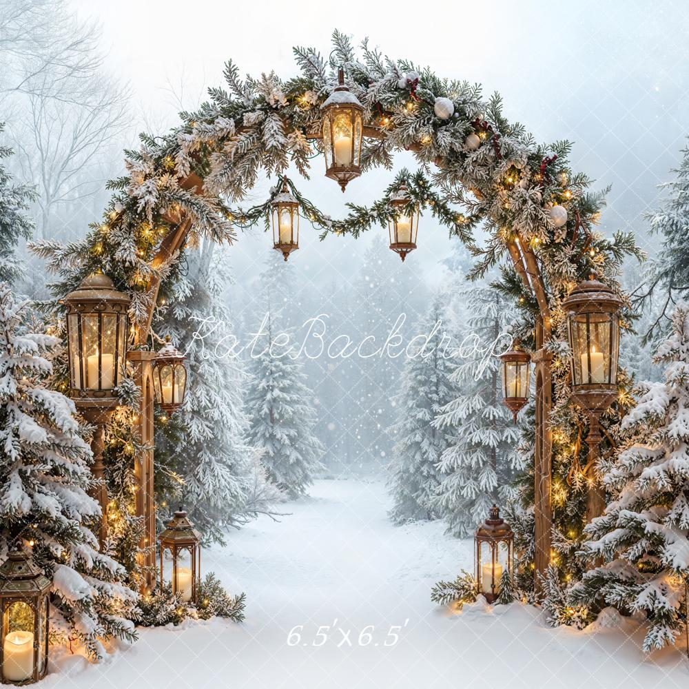 Kate Weihnachten Tannen Lichterbogen Schnee Hintergrund Entworfen von Emetselch - Kate Backdrop.de