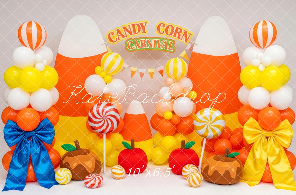 Kate Halloween Candy Corn Ballons Süßigkeiten Hintergrund Entworfen von Patty Roberts - Kate Backdrop.de