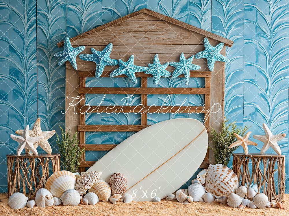Kate Sommer Seesterne Muscheln Blau Hintergrund Entworfen von Emetselch