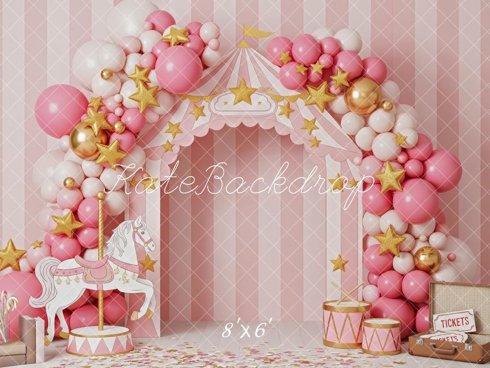 Kate Zirkus Karussell Luftballons Rosa Hintergrund Entworfen von Patty Roberts