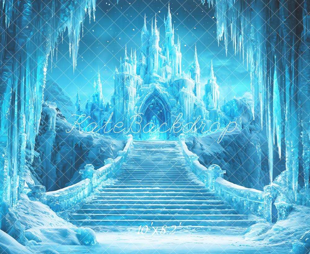 Kate Winter Eispalast Treppe Blau Hintergrund Entworfen von Kate Image