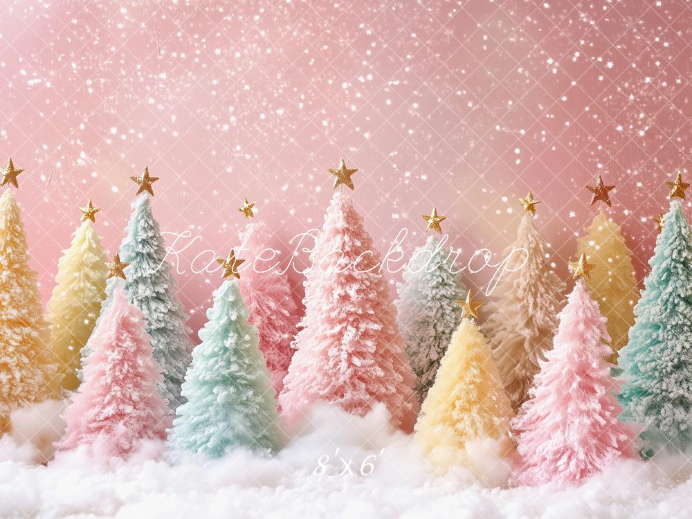 Kate Weihnachten Pastell Tannen Glitzer Hintergrund Entworfen von Patty Roberts