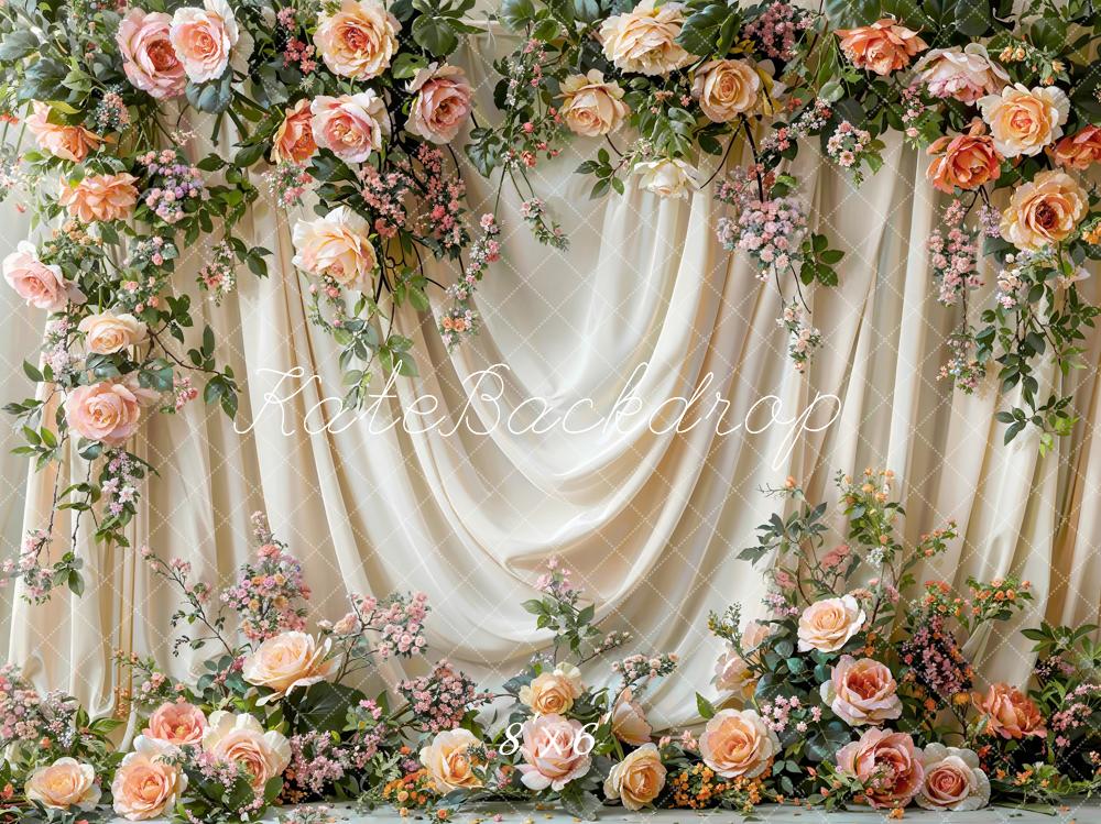 Kate Hochzeit Rosen Vorhang Creme Hintergrund Entworfen von Emetselch - Kate Backdrop.de