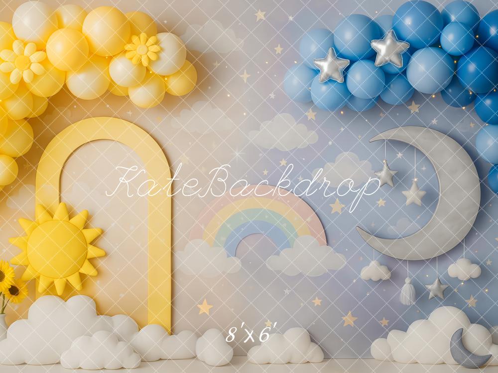 Kate Sonne Mond Regenbogen Ballon Hintergrund Entworfen von Patty Roberts - Kate Backdrop.de
