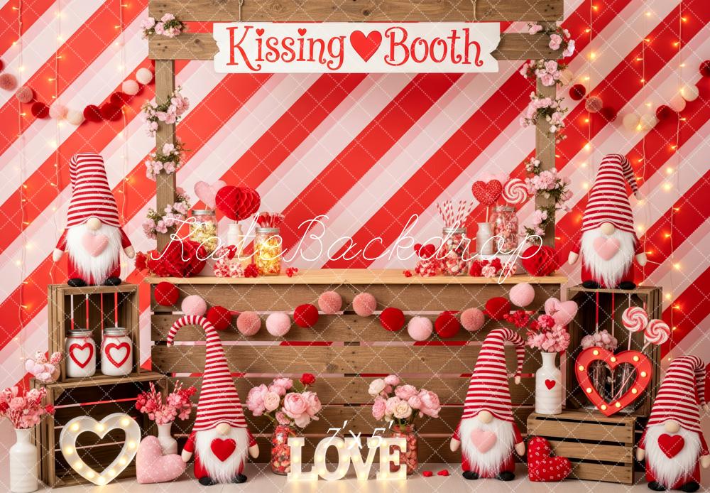 Kate Valentinstag Kissing Booth Wichtel Rot Hintergrund Entworfen von Patty Roberts
