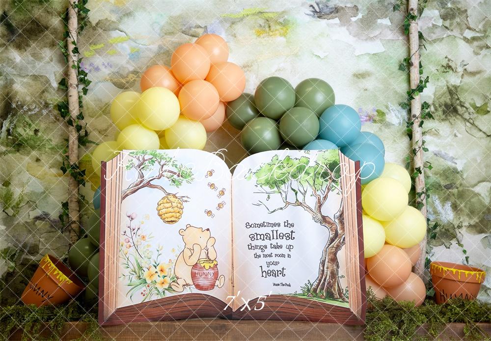 Kate Märchen Honigtopf Buch Ballonbogen Hintergrund Entworfen von Megan Leigh - Kate Backdrop.de
