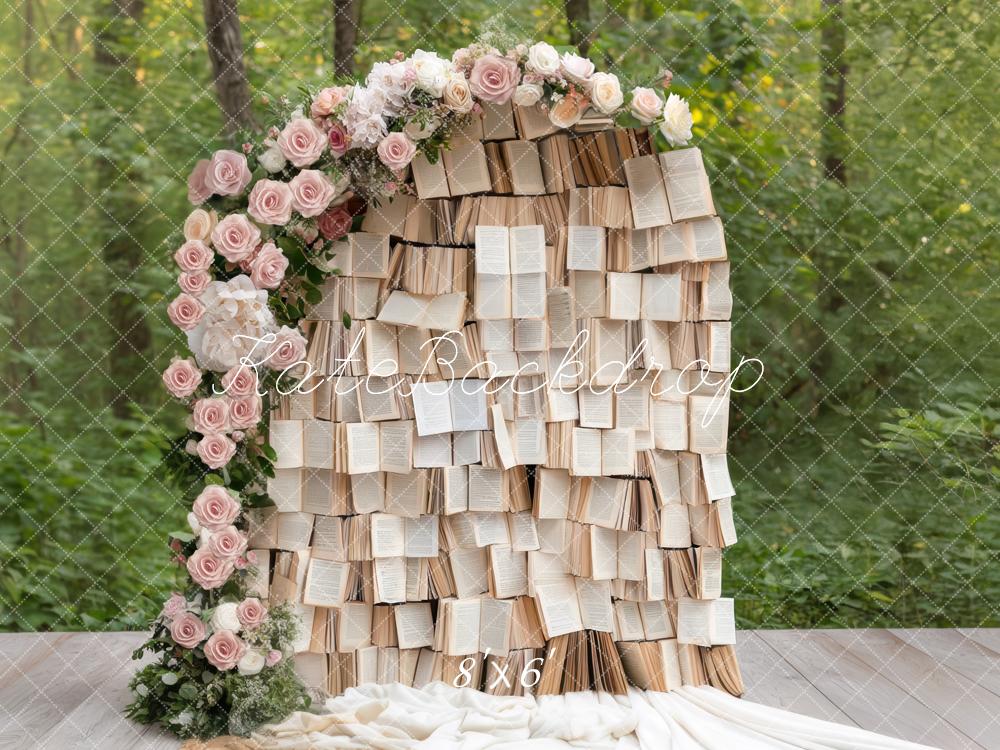 Kate Hochzeit Bücher Blumen Romantisch Hintergrund Entworfen von Mini MakeBelieve - Kate Backdrop.de