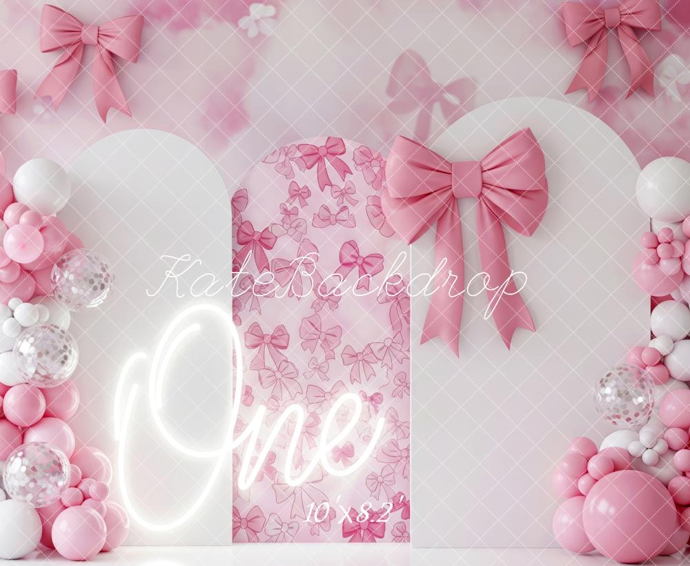 Kate Geburtstag Eins Schleifen Ballons Rosa Hintergrund Entworfen von Patty Roberts