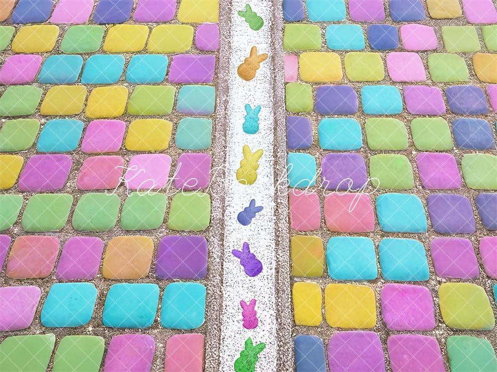 Kate Ostern Bunte Pflastersteine Hasen Pastell Hintergrund Entworfen von Mini MakeBelieve