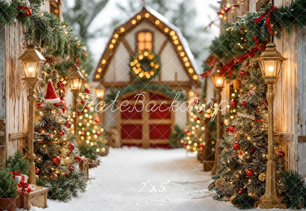 Kate Weihnachten Tannen Haus Lichter Hintergrund Entworfen von Emetselch - Kate Backdrop.de