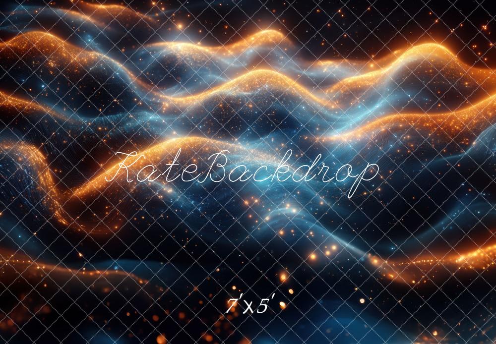 Kate Abstrakte Lichtwellen Blau Orange Hintergrund Entworfen von Mini MakeBelieve
