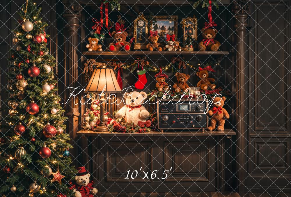Kate Weihnachten Teddybären Baum Vintage Fleece Hintergrund Entworfen von Emetselch - Kate Backdrop.de