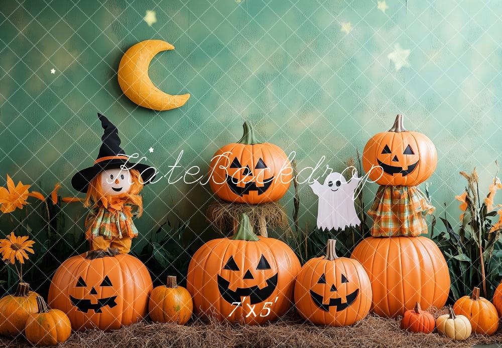 Kate Halloween Kürbisse Hexe Geist Hintergrund Entworfen von Patty Roberts - Kate Backdrop.de