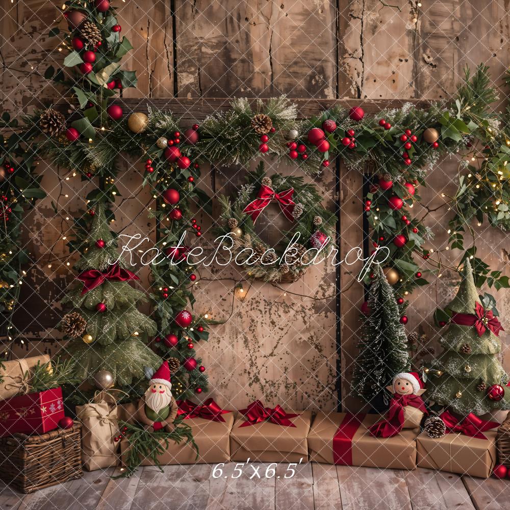 Kate Weihnachten Geschenke Kranz Rustikal Hintergrund Entworfen von Emetselch